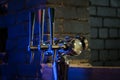 Close up of classic cold beer taps in the bar