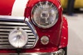 A Close Up Of A Classic Vintage Car Headlight