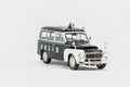 Close up of classic vintage police car, scale model. Royalty Free Stock Photo