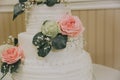 Close Up Classic White Wedding Cake Royalty Free Stock Photo