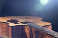 Close-up of a classical acoustic guitar on a black background Royalty Free Stock Photo