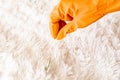 Close-up of clean chewing bubblegum with pile carpet Royalty Free Stock Photo