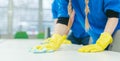 Close-up of cleaning team working in an office Royalty Free Stock Photo
