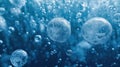 Underwater Bubbles Rise in Blue Water, Creating an Abstract Pattern Royalty Free Stock Photo