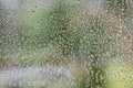 Close-up clear drops of water on window glass surface Royalty Free Stock Photo