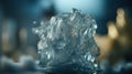 a close up of a clear glass object with a blurry image of a person in the background in the background is a blurry background Royalty Free Stock Photo