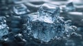 Stack of Melting Ice Cubes Glistens With Condensation and Bubbles Royalty Free Stock Photo