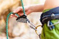 Climber belaying his partner