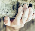 Close-up of climber male hand