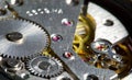 Close-up clock mechanism, shalow dof