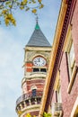 Close up of the clock at St. Paul`s Chapel.