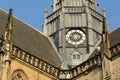 Close-up on the clock tower of St Bavokerk Church in Haarlem Royalty Free Stock Photo