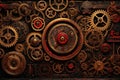 Close-up of clockwork gears and cogwheels on a dark background Royalty Free Stock Photo