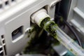 Close Up of Clogged Pipe with Green Algae Build Up on Machine, generative ai Royalty Free Stock Photo