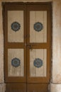 Close up of closed wooden door Royalty Free Stock Photo