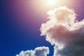 Close up clouds on blue sky and rays of sun Royalty Free Stock Photo