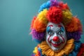 Close Up of Clowns Face With Blue Background Generative AI Royalty Free Stock Photo