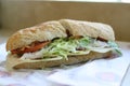 Close up of a Club Supreme Sandwich at a Jersey Mike`s Subs restaurant in the USA.
