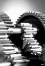 Close-up of a cluster of gears working together Royalty Free Stock Photo