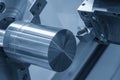 Close up of the CNC lathe clamping raw material Royalty Free Stock Photo