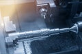 Close up of the CNC lathe Turning machine Royalty Free Stock Photo