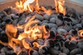 Close up of coals in a round fire pit Royalty Free Stock Photo