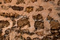 Close-up coarse shell rock masonry of stone wall, background and texture Royalty Free Stock Photo