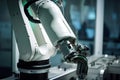 close-up of cobot arm, with delicate fingers performing precise movements