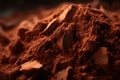 Close-up of cocoa powder, direction of light, mountain of chocolate powder