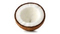 A half of a coconut on a white background (ai generated) Royalty Free Stock Photo