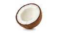 A half of a coconut on a white background (ai generated) Royalty Free Stock Photo