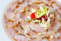 Close up of cod carpaccio. Royalty Free Stock Photo
