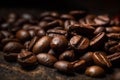 Close up coffee beans background. AI generated. Royalty Free Stock Photo