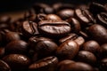 Close up coffee beans background. AI generated. Royalty Free Stock Photo