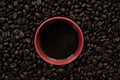 Coffee beans and a coffee cup, hot drink beverage concept