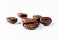 Close up on coffee beans white background Royalty Free Stock Photo