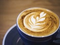 Close up Coffee cup Cappuccino on Wooden table Cafe shop