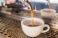 Close up Coffee machine making espresso in a cafe.