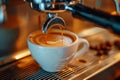 Close up of coffee machine preparing cup of coffee in the morning Royalty Free Stock Photo