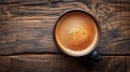 Close-up of Coffee with Milk on Dark Wooden Background AI Generated