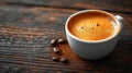 Close-up of Coffee with Milk on Dark Wooden Background AI Generated