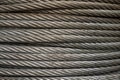 Close-up of Coil large Wire rope sling or Cable sling drum reels stocked in store