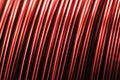 Close-up of a coil of red copper wire Royalty Free Stock Photo