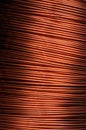 Close-up of a coil of red copper wire