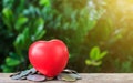 Close up of coins and red heart, Money, Financial