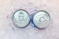Close Up of Cola Cans in Ice