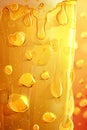 Close-up cold pilsner beer in a frosty glass, golden hues, bubbles rising, refreshing enjoyment Royalty Free Stock Photo