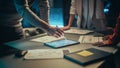 Close Up on Colleagues Discussing a New Business Opportunity, Putting Hands on a Meeting Room Table Royalty Free Stock Photo