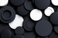 A bunch of black and white circles on a black background Royalty Free Stock Photo