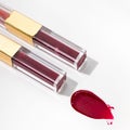 Close-up of a collection of colorful lipstick samples on a white background Royalty Free Stock Photo